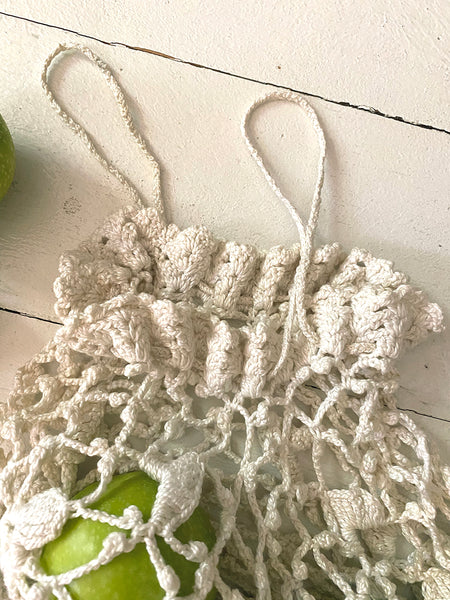 1960's Crochet Cotton Fishnet Bag