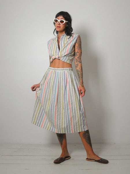 1950's Rainbow Woven 2 Piece Skirt Set