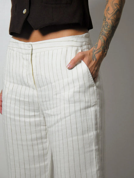 Max Mara Pinstriped Linen Trousers