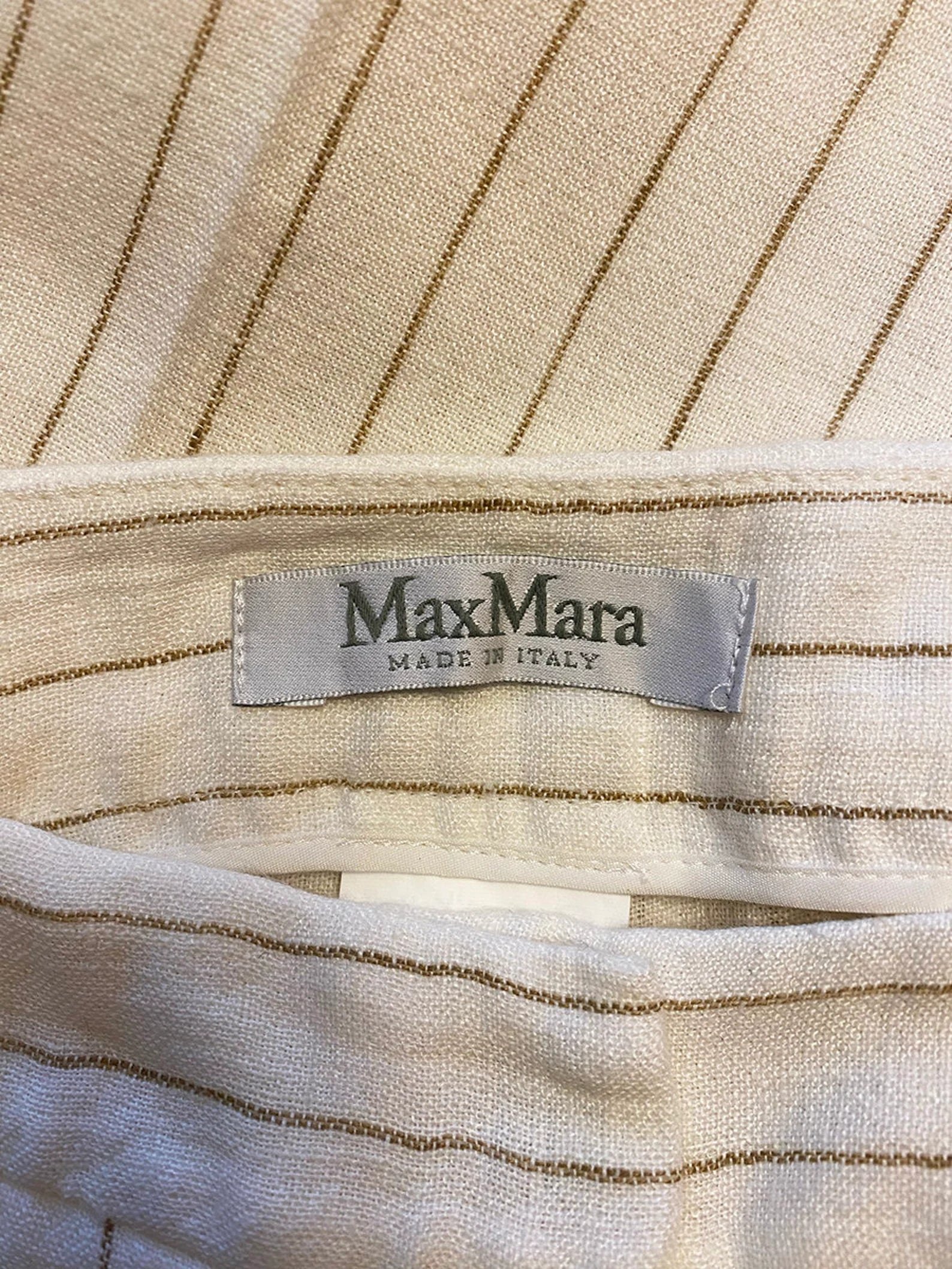 Max Mara Pinstriped Linen Trousers