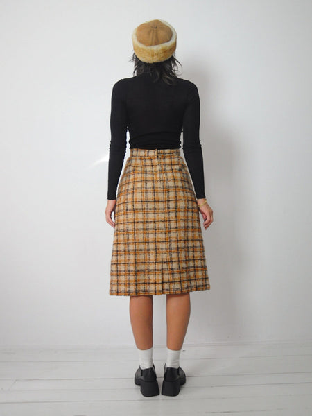 1970's Celine Wool Plaid Skirt