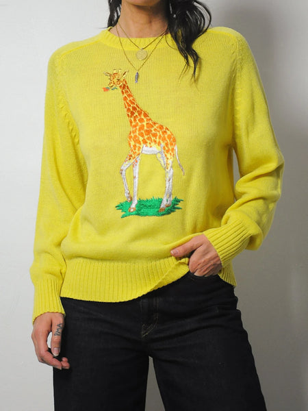 1970's Embroidered Giraffe Sweater