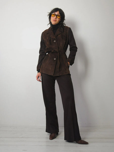 1970's Chocolate Suede Pant Set