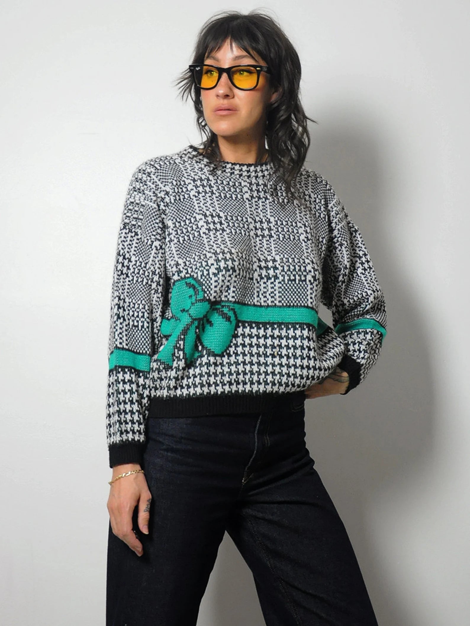 1980's Houndstooth Bow Sweater