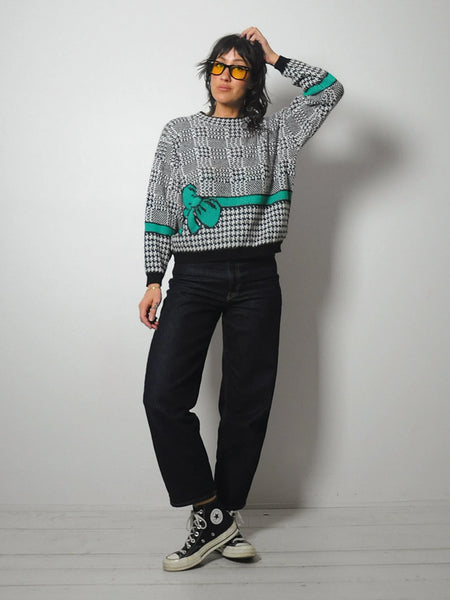 1980's Houndstooth Bow Sweater