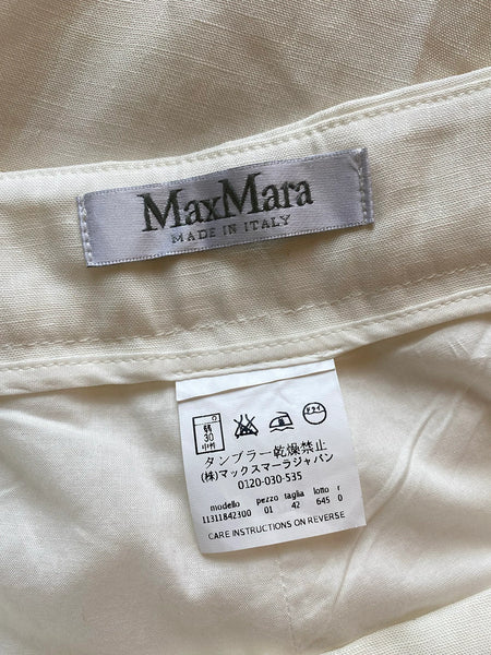 Max Mara Ivory Linen Trousers