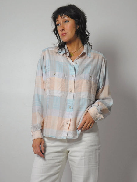 1980's Pastel Plaid Shirt