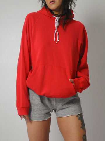 1980's Red Blank Hoodie Sweatshirt