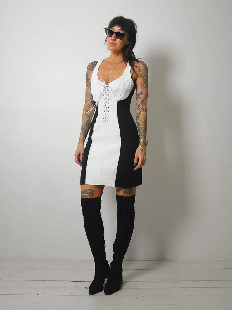 Vintage 80’s black dress formal corset top S