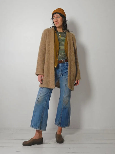 1970's Tan Mohair Cardigan Jacket
