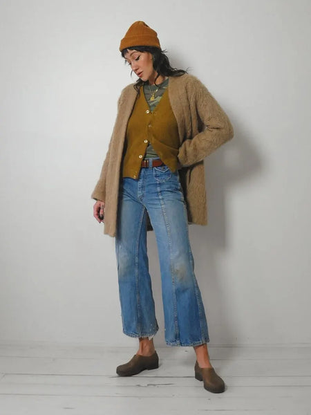 1970's Tan Mohair Cardigan Jacket