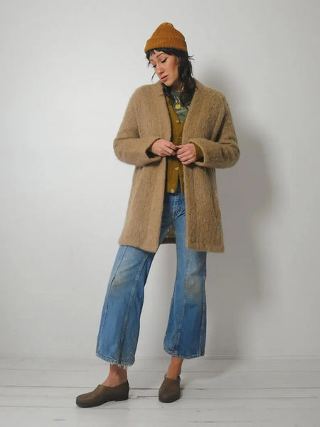 1970's Tan Mohair Cardigan Jacket