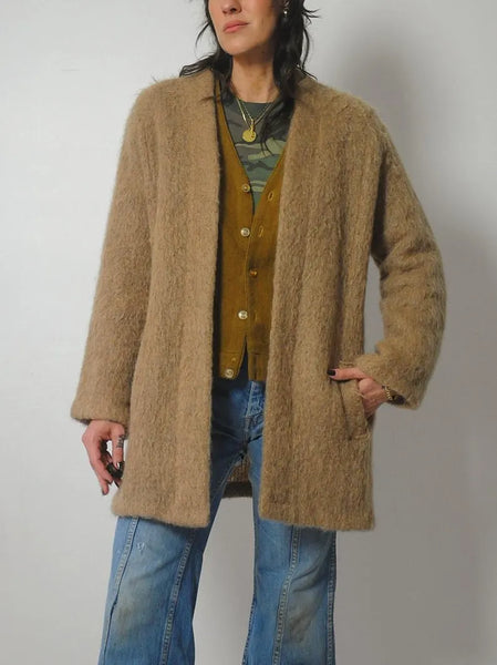 1970's Tan Mohair Cardigan Jacket