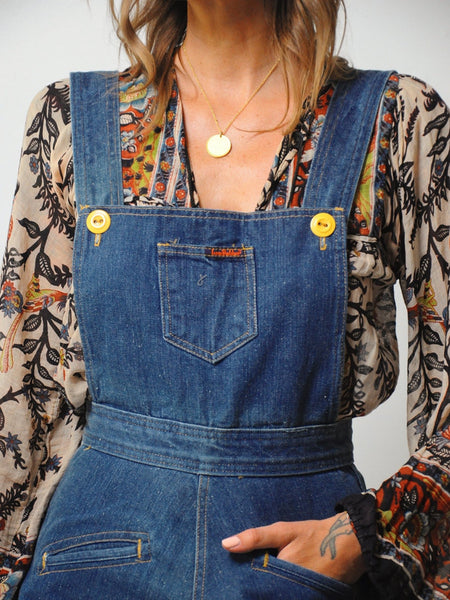 70's Landlubber Denim Overall Dress