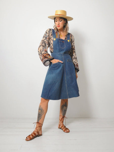 70's Landlubber Denim Overall Dress
