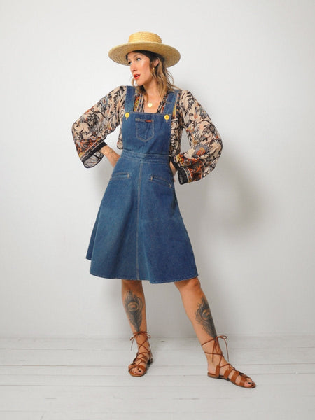 70's Landlubber Denim Overall Dress