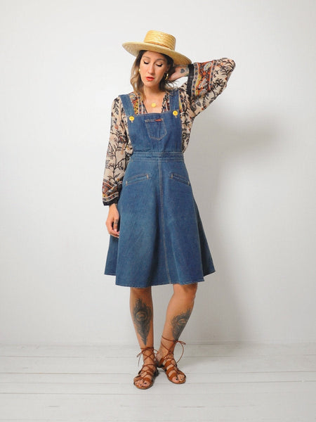 70's Landlubber Denim Overall Dress