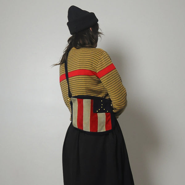 70's Studded Stripe Suede Bag