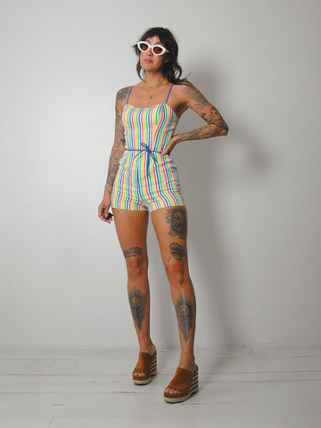 1970's Rainbow Stripe Playsuit