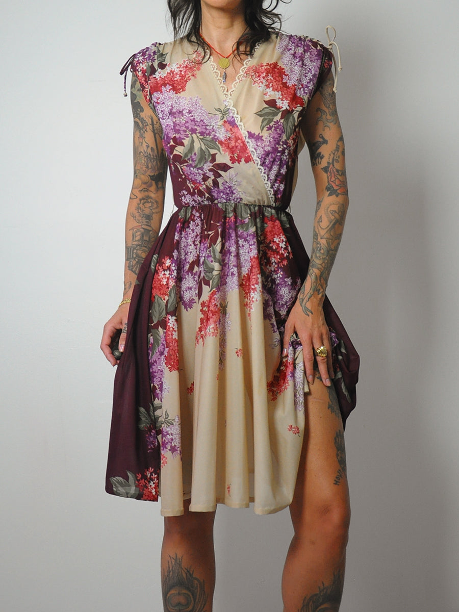 1970's Lilac Wine Wrap Dress