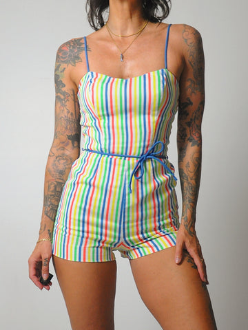 1970's Rainbow Stripe Playsuit