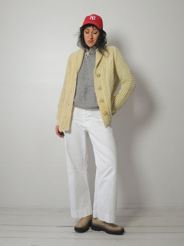 1980's Irish Fisherman's Wool Cardigan
