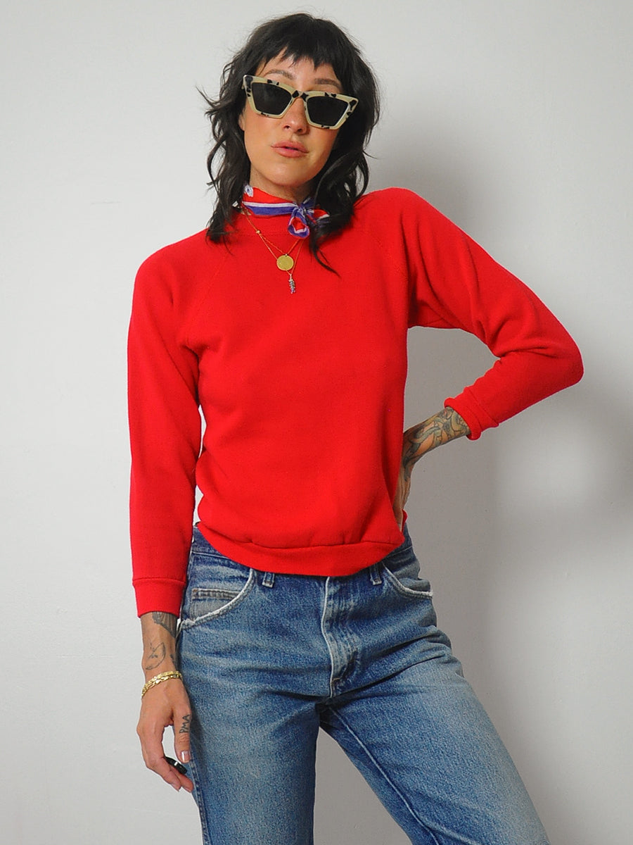 1980's Cherry Red Blank Sweatshirt
