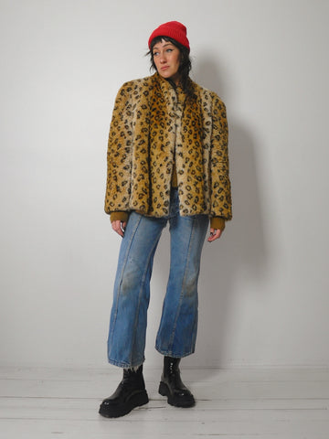 1980's Faux Fur Leopard Coat