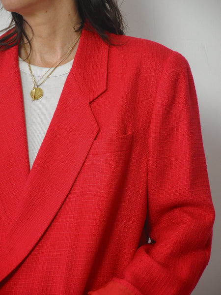 1980's Red Woven Silk Blazer