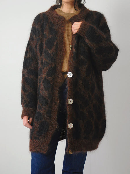 1980's I.Magnin Leopard Mohair Cardigan