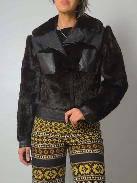 1970's Leather & Fur Coat