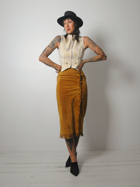 1980's Maxima Fringe Suede Skirt