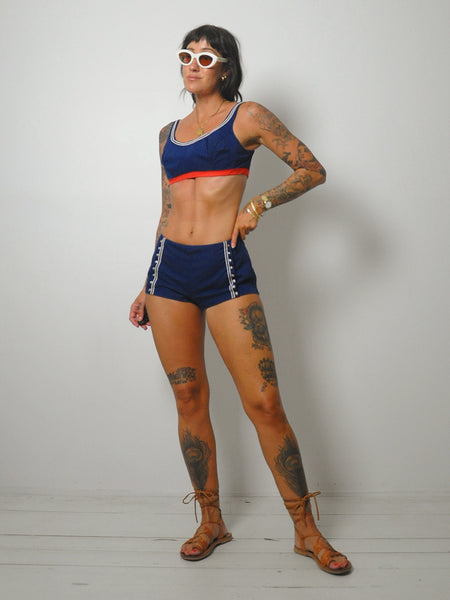 1960's Navy 2 Piece Playsuit