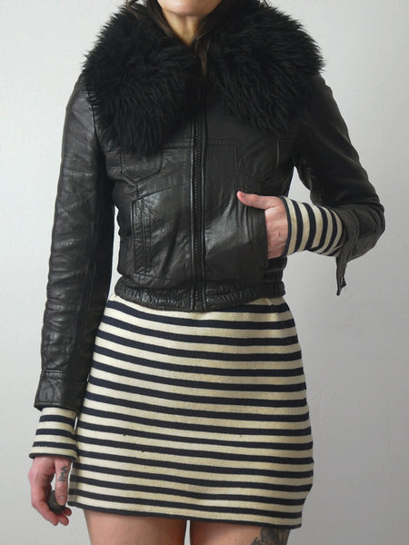 Black Leather Shearling Jacket