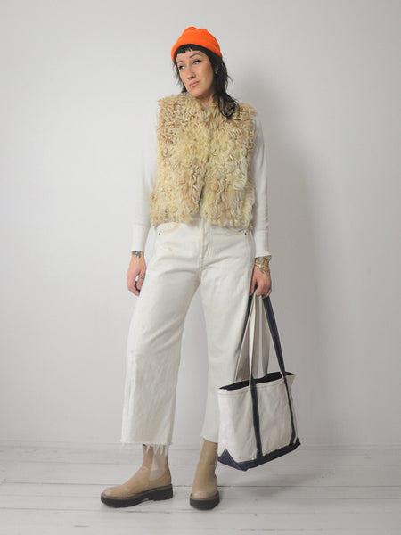 1970's Shaggy Curly Lamb Fur Vest