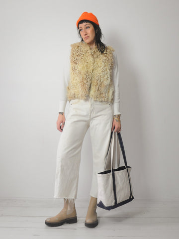 1970's Shaggy Curly Lamb Fur Vest