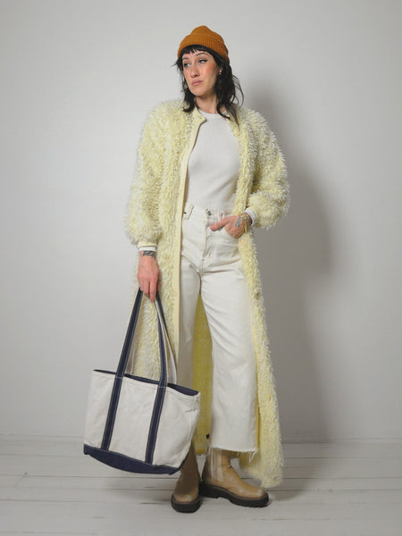 1970's Ivory Shaggy Knit Coat
