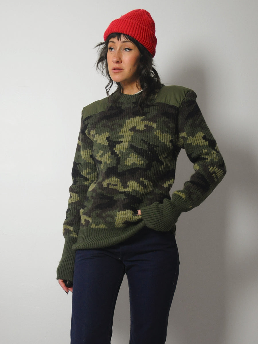 1970's Camo Ribbed wool Sweater