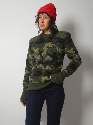 1970's Camo Ribbed wool Sweater