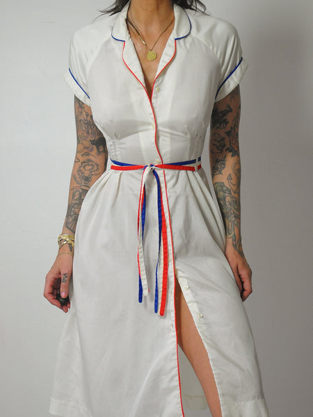 1970's Ivory Fitted Shirt Dress