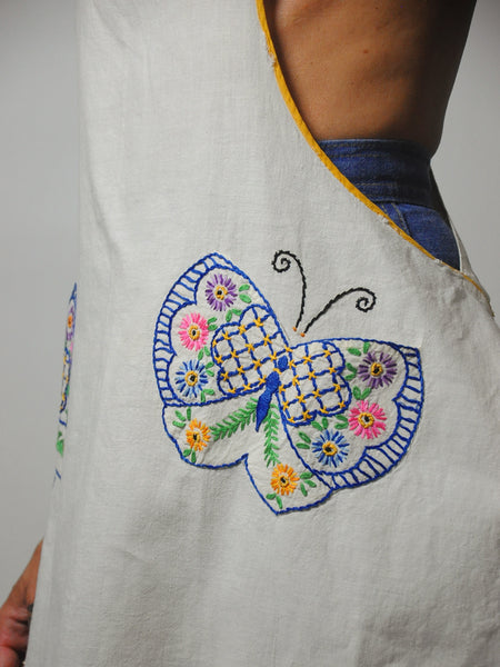 1950's Embroidered Cotton Apron Dress