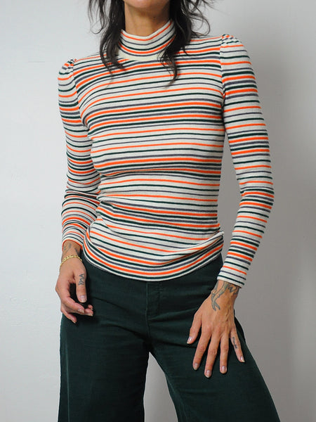 1970's Mock Neck Striped Sweater