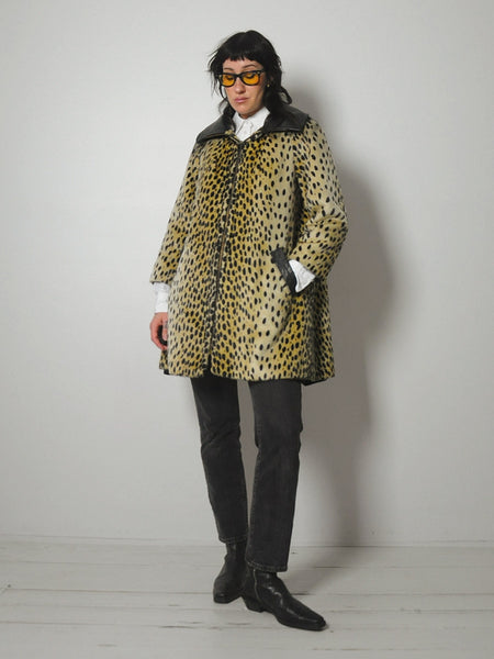 1960's Safari Leopard Faux Fur Coat