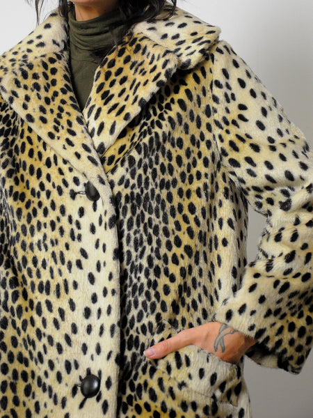 1960's Faux Fur Leopard Coat