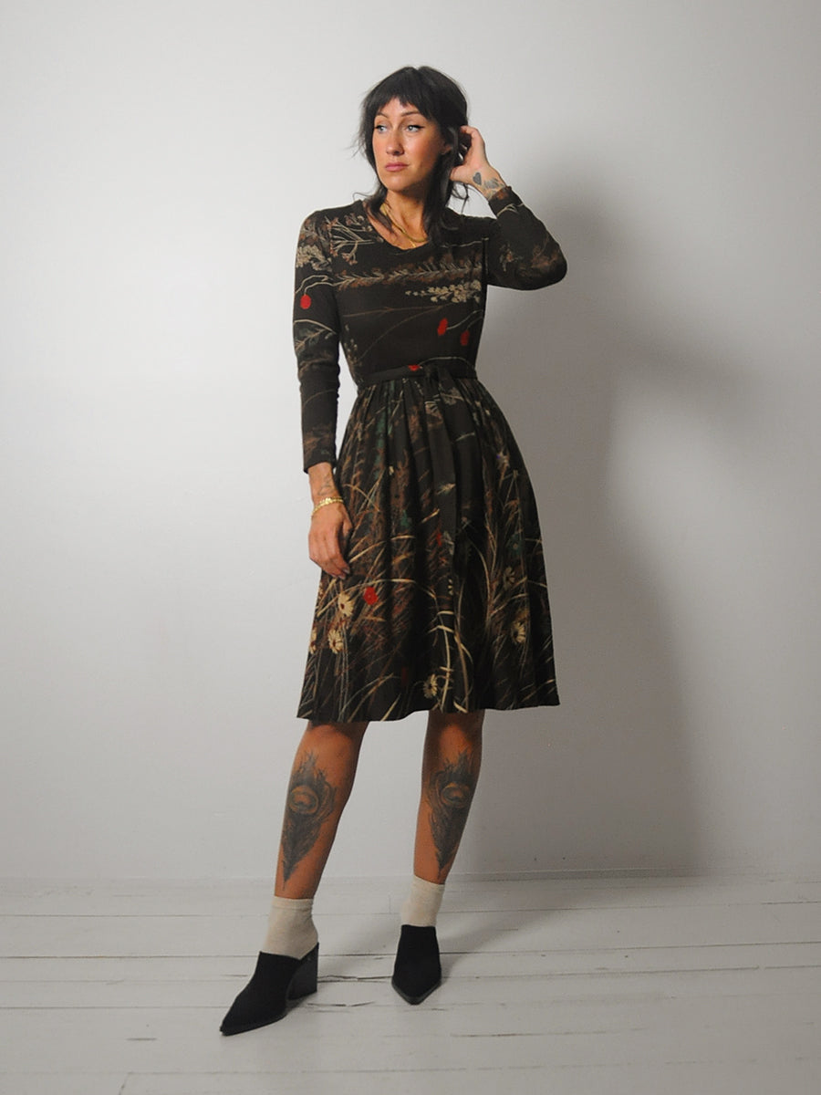 1970's Matti Autumnal Floral Dress