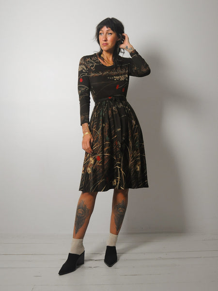 1970's Matti Autumnal Floral Dress