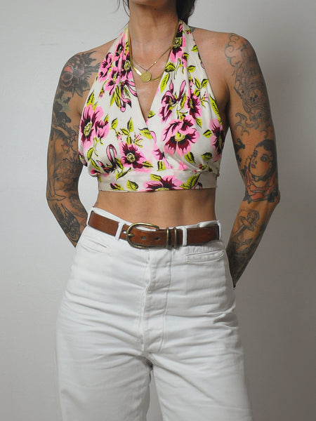 1970's Floral Open Back Halter