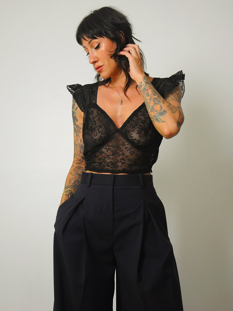 1930's/40's Black Lace Bustier Top