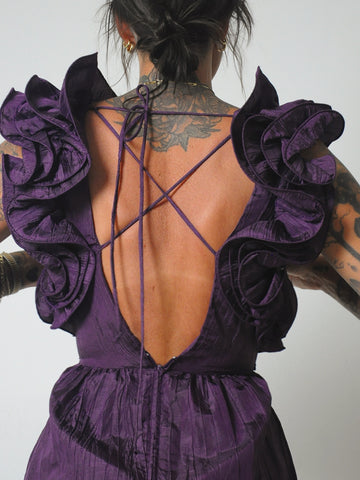 1980's Origami Ruffle Mini Dress