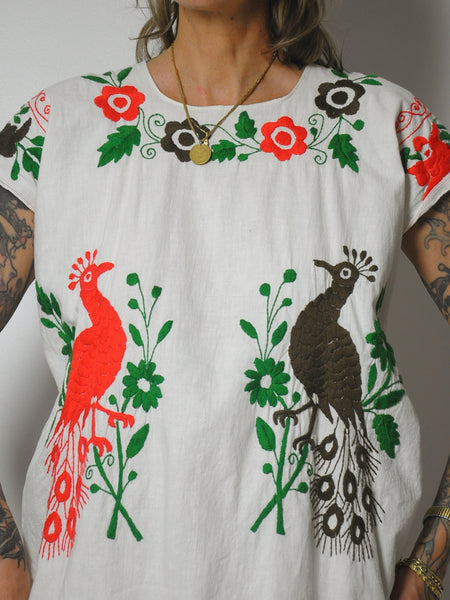 1970's Bird Embroidered Dress